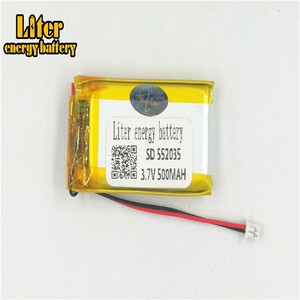 Plug 1.25-2 P 3.7 V 552035 500 mah Lithium polymer battery rechargeable lipo battery for bluetooth devices, skateboard, game player - Product Image 2