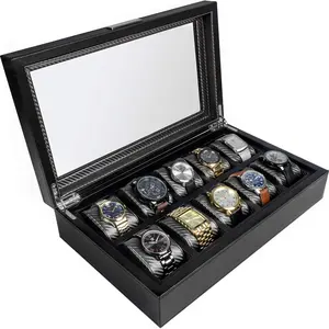 Luxury 10 Grids PU Leather Hot selling Mens Mechanical Custom Watch Box