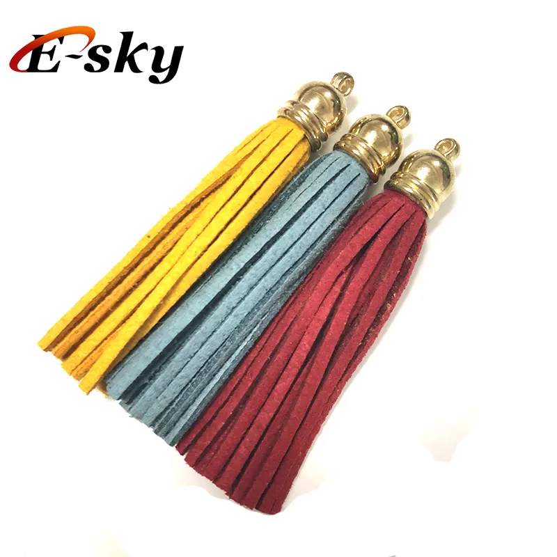 High Quality Gold Head Cup Colorful Korean Velvet Suede Leather Tassel