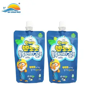 Plastic Stand Up Spouted Liquid Packaging Custom Resealable Fruit Side Gusset Spout Juice Pouch Bag