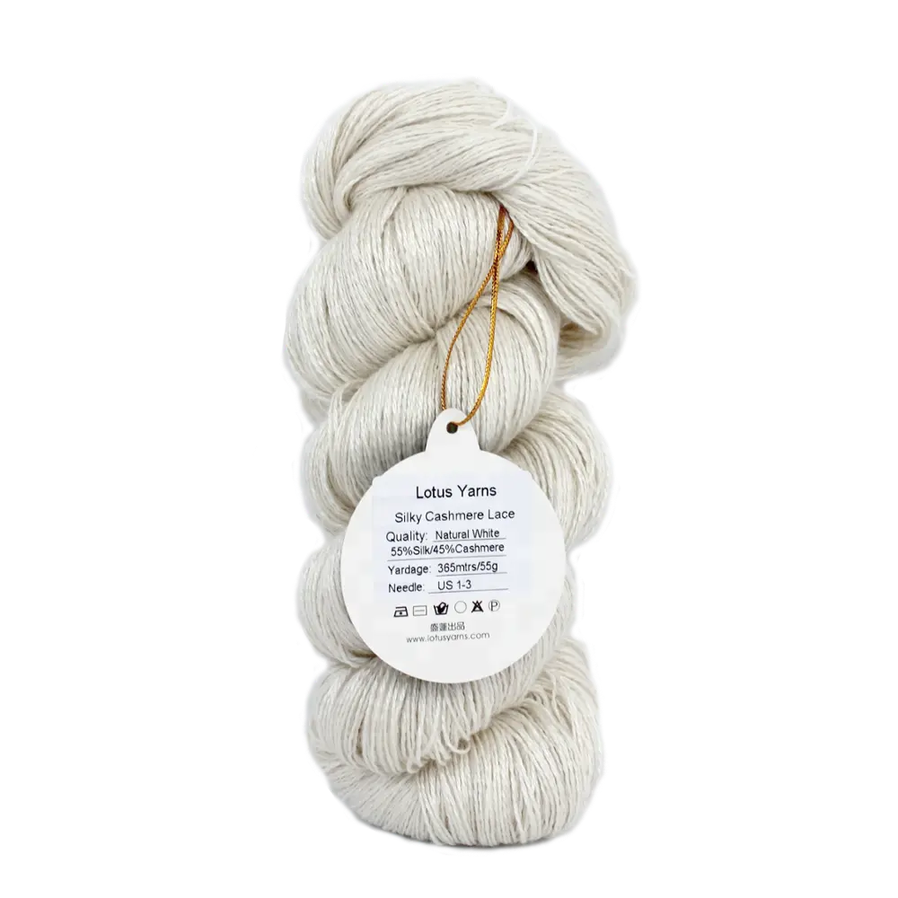 Lotus Yarns Undyed 365m/55g Lace Weight 55%silk 45%cashmere Blended Natural Fiber Hand Knitting Yarn For Hand Dye