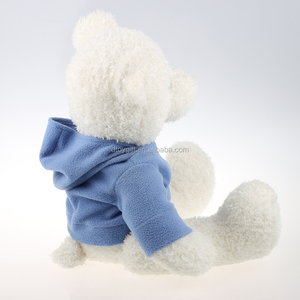 Orsacchiotto Bianco Carino con Felpa Blu, Morbido Peluche Orso Polare, Regalo di Compleanno per Bambini e Bambine - Product Image 4