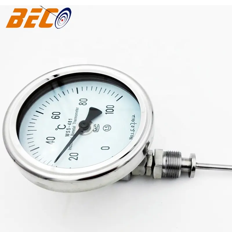 BECO WSS481 100องศาเครื่องวัดอุณหภูมิ Bimetal จีนโรงงานโดยตรง Bimetal เครื่องวัดอุณหภูมิ Bimetal เครื่องวัดอุณหภูมิ