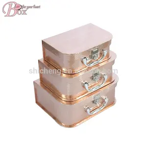 Wholesale Paper Rose Golden Box Cardboard Storage Suitcase Gift Box
