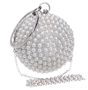 热卖珍珠手提包时尚球形状晚宴包定制印花晚礼服女士/女士化妆品手拿包包