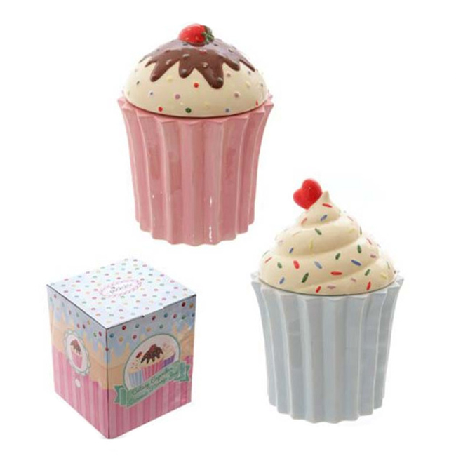 【Cupcake Cookie Jar】 クッキージャー陶器製 Buy HADAAYA Acute Cupcake Shaped Cookie Jar, Shabby Chic, with