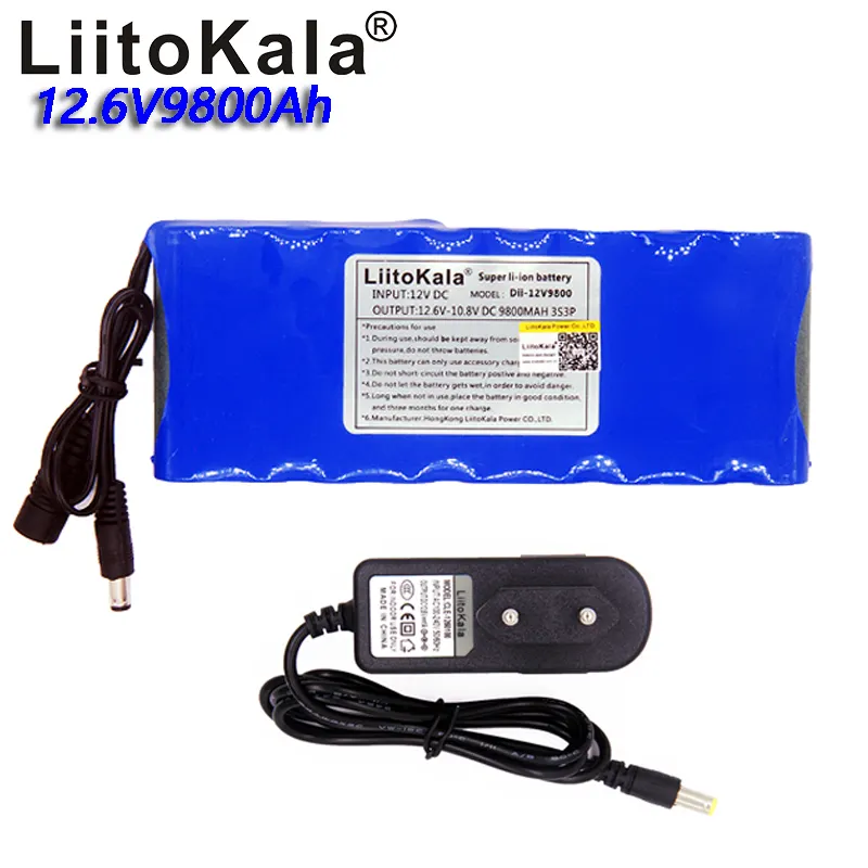 Liitokala 12V 9800mAh Rechargeable Lithium Battery 3S3P Capacitor DC CCTV Camera Monitor