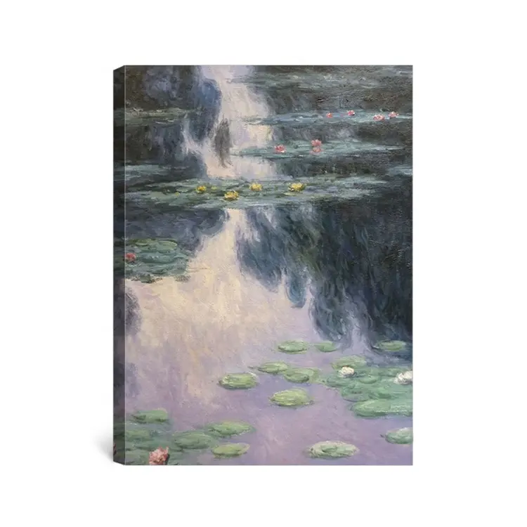 Monet การทำสำเนาดอกบัวดอกไม้ภาพวาดสีน้ำมันของน้ำ-ลิลลี่บ่อ