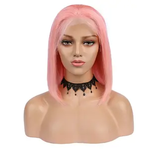 브라질 인간의 머리 레이스 정면 가발 무료 레이스 가발 샘플 다채로운 순수 핑크 인간의 머리 가발