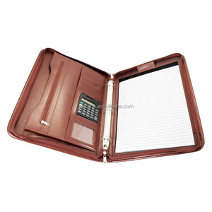 Anpassen des Executive Ring Binder Portfolios mit Reiß verschluss und Aktentasche mit Taschen rechner griff