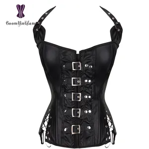 Plus Size Steampunk Corse let ohne Knochen Halfter Büste Korsett Kunstleder Gothic Shape wear Bodysuit