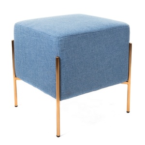 Elephant <strong>Velvet</strong> Upholstery Antique Brass Steel Legs Square Ottoman Pouf Stool Small Sofa <strong>Footstool</strong> - Product Image 1