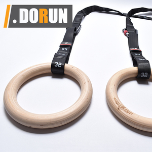 Juego de anillos de gimnasia de madera para gimnasio con correas de mosquetón ajustables para anillos de ejercicio antideslizantes - Product Image 3