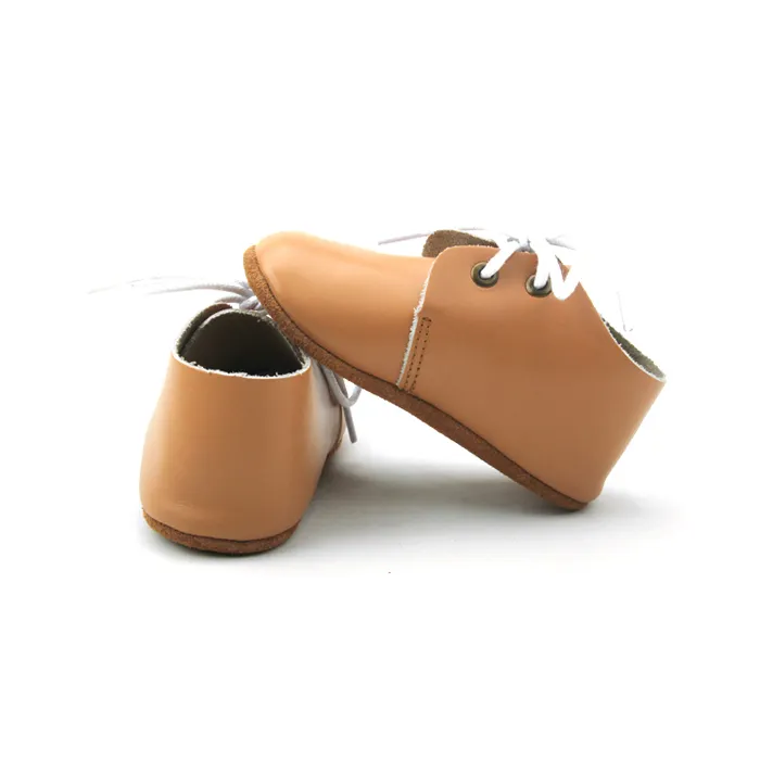 BiBeGoi Chaussures Oxford en cuir synthétique à lacets avec semelle en caoutchouc souple pour bébé garçon et fille