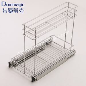 2 Tier Under Sink Pull Out Storage Basket Kitchen Cabinet Organizer Slide Wire Shelf Basket
