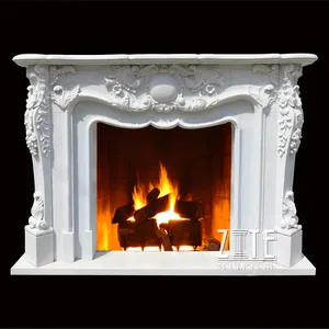 Fireplace Mantel Marble Classic Design Elegant Decorative Fireplace Surround Mantel White Marble