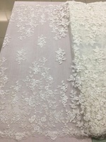 Tela de Tul con Lentejuelas Bordadas Offwhite para Vestidos de Novia, Bolsos y Zapatos, Poliéster y Algodón, Ligera y Resistente a Desgarros