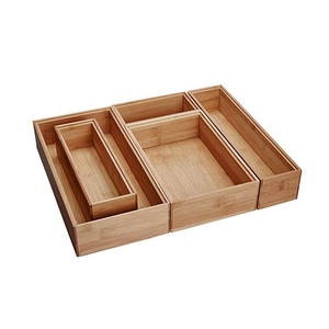 <strong>Kitchen</strong>&amp; Office Bambboo Wood Drawer Stackable Srorage Organizer Box 5 Assorted Size - Product Image 5