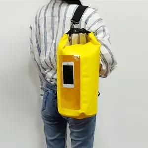 厂家批发防水PVC干袋带透明口袋手机黄色定制彩色女童干袋