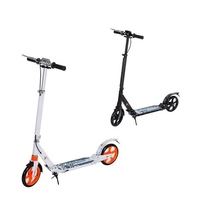 Hot verkoper goedkope scooter 100% aluminium 2 grote pu wiel volwassen stad roller kick voet scooter 1 tweede vouwen voor koop