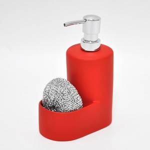 Distributeur de savon liquide à brosse en plastique céramique rouge - Product Image 1