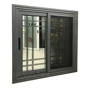 Security Design Tinted Tempered Glass Window Aluminum Sliding Window For Residential