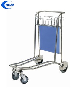 Chariot de supermarché en acier inoxydable, 4 roues, sans frein - Product Image 1