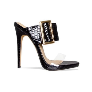 Nuovo disegno del cuoio genuino delle donne <span class=keywords><strong>in</strong></span> pvc sandali di modo delle signore di estate <span class=keywords><strong>ciabatte</strong></span> tacco alto - Product Image 1