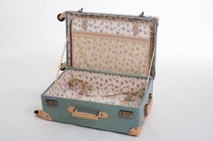 <span class=keywords><strong>Valise</strong></span> décorative de style vintage blanche avec <span class=keywords><strong>4</strong></span> roulettes pivotantes - Product Image 4