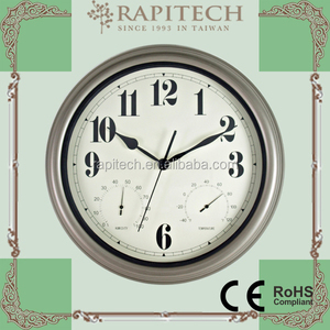 Reloj de cuarzo de metal para exteriores de 15 pulgadas con pantalla de aguja Termómetro de hierro de una sola cara e higrómetro - Product Image 2