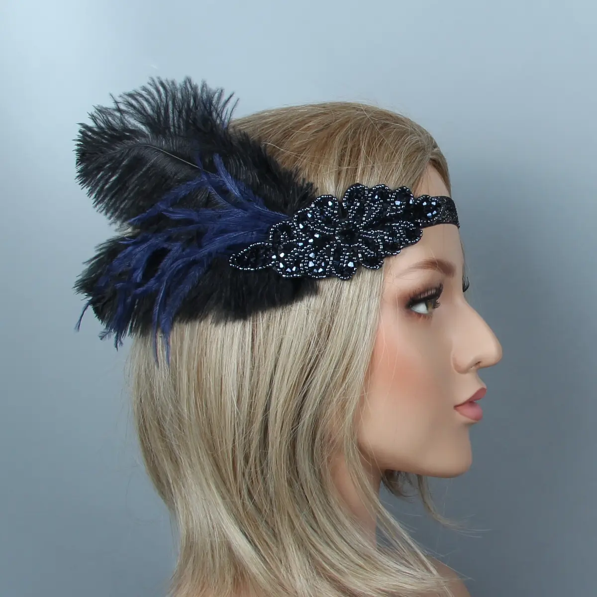 Accesorios para el cabello para mujer, bandana Vintage elegante con cadena de plumas de Metal, accesorios para el cabello de boda