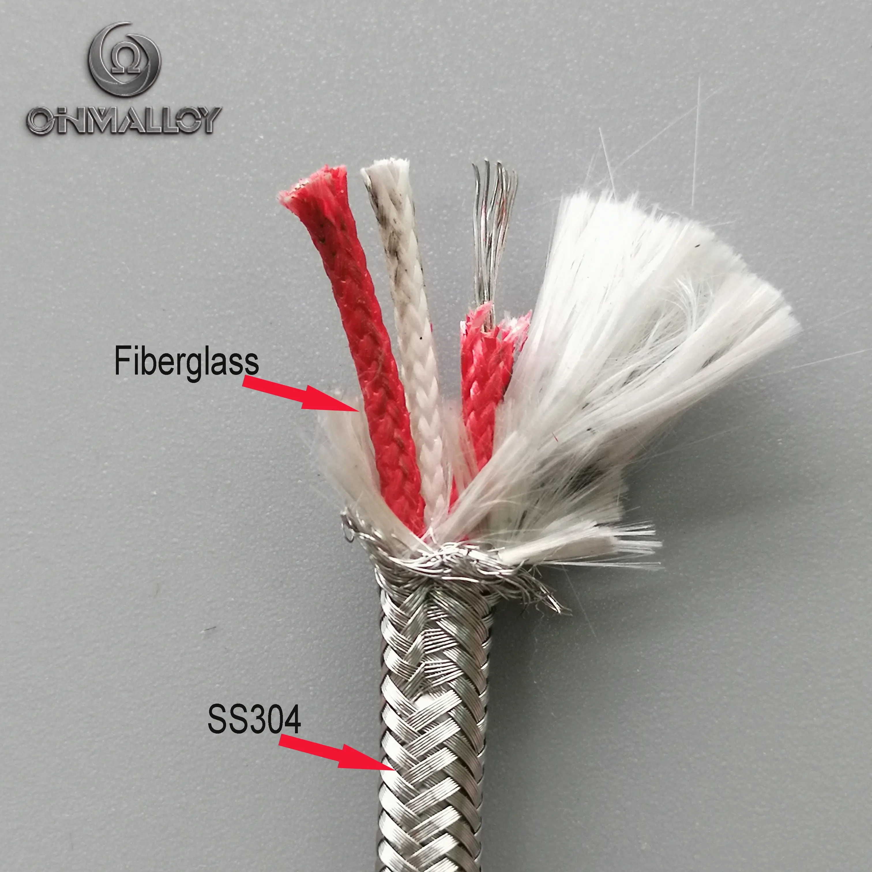 Cabo kapton rtd pt100, jaqueta de isolamento em fibra de vidro, borracha de silicone ss304