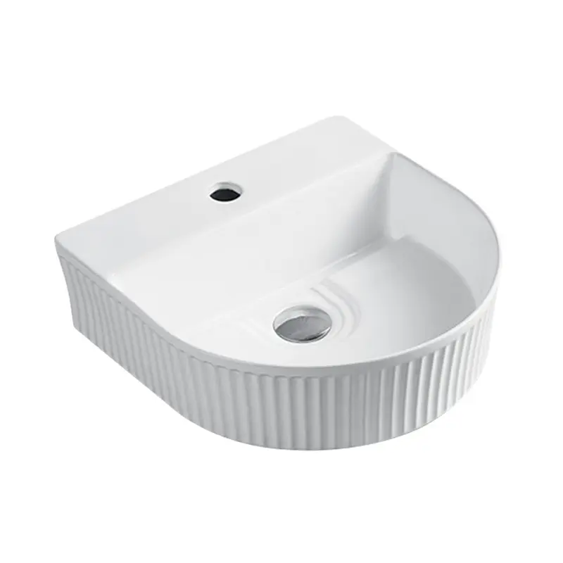 Lavabo de encimera de esquina pequeña blanca de diseño de baño