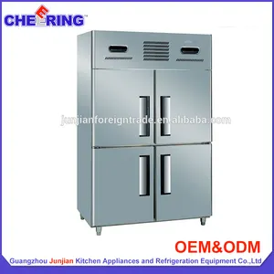 Hot sale 1.5LG4 stainless steel two temperature 4 door chiller freezer guangzhou manufacturer with wheels or adjustable feet