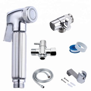 Berkualitas Tinggi Toilet Bidet Sprayer dengan Faucet Diverter Panas Dingin Air Shattaf Kloset Duduk Set.