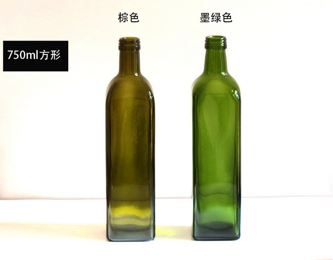 750ml 25oz square olive oil glass bottle with metal lid brown/dark green marasca wholesale