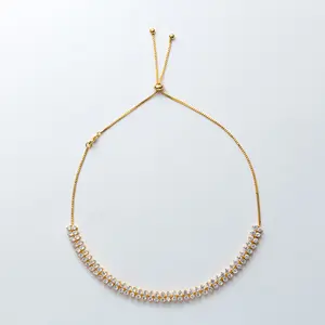 Echsio Cubic Zirconia turco Collar chapado en oro de diseño para las mujeres de lujo de encargo de CZ encanto gargantilla collar XL020