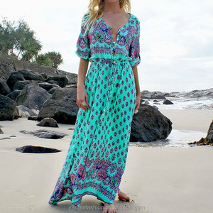 <span class=keywords><strong>Robe</strong></span> longue bohème florale pour femme, taille S-5XL, <span class=keywords><strong>robe</strong></span> d'été de plage, <span class=keywords><strong>robe</strong></span> décontractée sexy à col en V, <span class=keywords><strong>robe</strong></span> de fête en mousseline de soie, <span class=keywords><strong>robe</strong></span> longue pour les vacances - Product Image 2