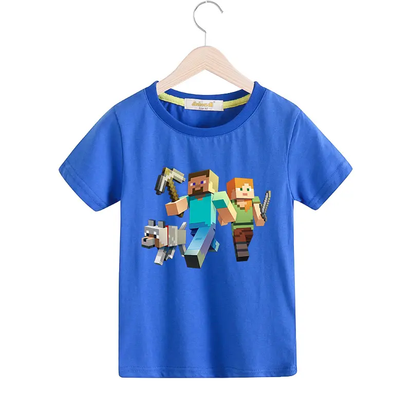 Children Short Sleeves T-shirts Boy Girls Summer 100%Cotton Cartoon Print Tee Tops Clothes Kids Game T Shirts Costume