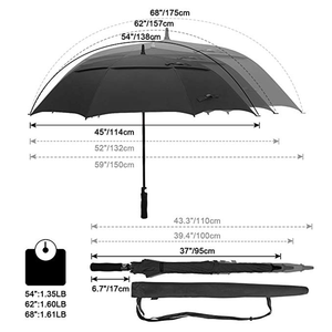 Paraguas de <span class=keywords><strong>Golf</strong></span> de Apertura Automática con Toldo Recto de Fibra de Vidrio Resistente al Viento, Logotipo Personalizado, Regalos Empresariales, Doble Toldo con Ventilación - Product Image 2