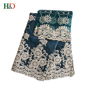 H & D Alibaba Bonne Qualité Le Plus Bas <span class=keywords><strong>Prix</strong></span> <span class=keywords><strong>Bazin</strong></span> Riche <span class=keywords><strong>Getzner</strong></span> Dentelle Coton Broderie Tissu En Chine - Product Image 1