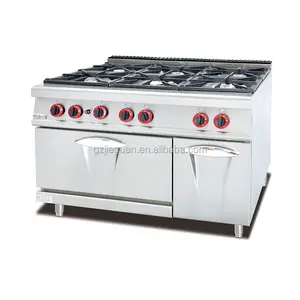 Floorstanding 6 burner gas stove cooking range with oven and cabinet for hotel use