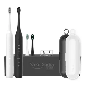 Smartsonic escova de dentes elétrica ipx7, carregamento sem fio, dupla, à prova d' água, com suporte de escova