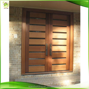 מודרני עץ מהגוני מודרני עץ מלא פנים פנים תלוי דלתות כניסה עיצוב עץ וקשת זכוכית - Product Image 5