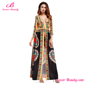 Kein Moq Sommer Schwarz Gedruckt <span class=keywords><strong>Prom</strong></span> Langes Kleid - Product Image 3
