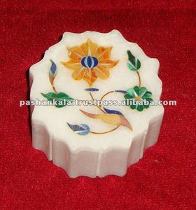 Marble Inlay Round Box - Product Image 1