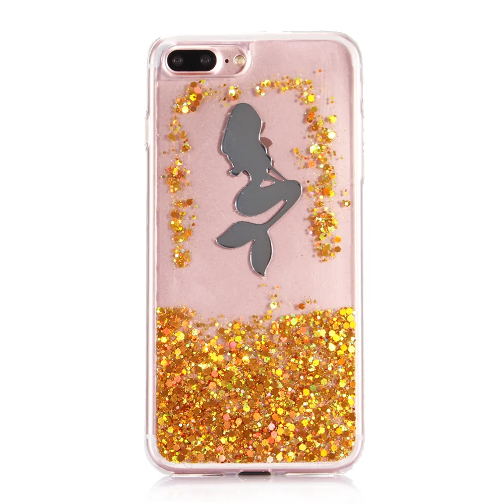 little mermaid Cellphone Back Cover Case Dynamic Liquid Glitter Sand Quicksand Star PC For Iphone 5 6 6 plus 7 7 plus Phone Case
