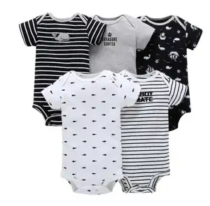 Onsie Bayi Laki-laki Baru Lahir Katun Musim Panas Musim Semi 5 Pak