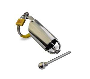 Metal <strong>Bondage</strong> <strong>Gear</strong> for Man Male Chastity Belt Stainless <strong>Steel</strong> Cock Cage With Penis Plug - Product Image 2
