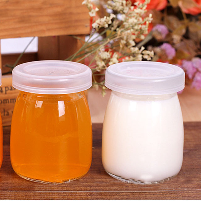 Customized mini glass milk bottle Lead free transparent glass yogurt bottle